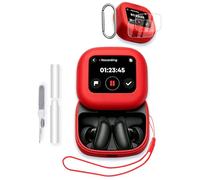 Case for Anker Soundcore Liberty 5 Pro MAX Earbuds, Soft Silicone Protective Portable Scratch Shock Resistant with 2pack Screen Protector &Cleaner Kit & Carabiner & Lanyard,Red