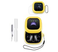 Case for Anker Soundcore Liberty 5 Pro MAX Earbuds, Soft Silicone Protective Portable Scratch Shock Resistant with 2pack Screen Protector &Cleaner Kit & Carabiner & Lanyard,Yellow
