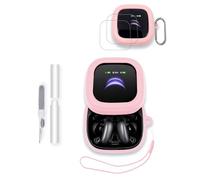 Case for Anker Soundcore Liberty 5 Pro MAX Earbuds, Soft Silicone Protective Portable Scratch Shock Resistant with 2pack Screen Protector &Cleaner Kit & Carabiner & Lanyard,Pink