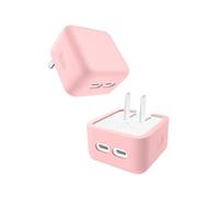 Case for Apple 35W Dual USB-C Port Compact Power Adapter, FJIASTB Kids-Friendly Soft Silicone Protective Cover, Shockproof (Pink)