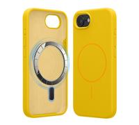 kwmobile Magnetic Silicone Case Compatible with Apple iPhone 17e / iPhone 16e - Compatible with MagSafe - Shockproof, Anti-Slip Phone Cover - Radiant Yellow