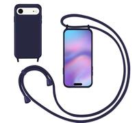 Case for Apple Phones 17 Air with Cord, Soft Silicone Case with Nylon Shoulder Strap, Adjustable Lanyard Case Full Protection Shockproof Protection, Blue