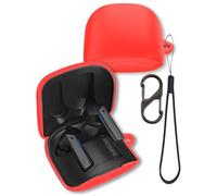 Case for ASUS ROG Cetra in-Ear Earbuds, FJIASTB Soft Silicone Protective Cover with Carabiner and Lanyard, Shockproof (Red)