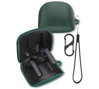 Case for ASUS ROG Cetra in-Ear Earbuds, FJIASTB Soft Silicone Protective Cover with Carabiner and Lanyard, Shockproof (Dark Green)