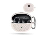 Case for Baseus Bass BC1 Wireless Earbuds,daunke with track clips,Case with Round buckle,Full Protection,Beige
