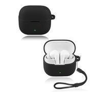 Case for Baseus Bass BP1 NC Hybrid Active Noise Cancelling Wireless Earbuds, yystao Soft Silicone Protective Cover, With Lanyard, Dustproof, Shockproof & Durable, Black