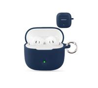 Case for Baseus Bass BS2 Lite Wireless Earbuds,daunke Soft Silicone Protective Cover,Case with Round buckle,Full Protection,Blue