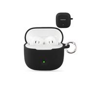 Case for Baseus Bass BS2 Lite Wireless Earbuds,daunke Soft Silicone Protective Cover,Case with Round buckle,Full Protection,Black