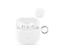 Case for Baseus Bass BS2 Lite Wireless Earbuds,daunke Soft Silicone Protective Cover,Case with Round buckle,Full Protection,White