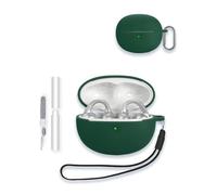 Case for Baseus Bowie MC1 Pro Earbuds Open-Ear Earbuds, WUNIAK Soft Silicone Protective Portable Scratch Shock Resistant Shell with Cleaner Kit & Carabiner & Lanyard,Green