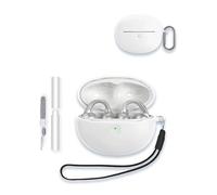 Case for Baseus Bowie MC1 Pro Earbuds Open-Ear Earbuds, WUNIAK Soft Silicone Protective Portable Scratch Shock Resistant Shell with Cleaner Kit & Carabiner & Lanyard ，White