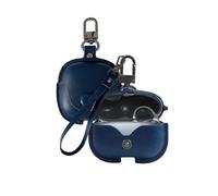 Case for Baseus Bowie MC1 Pro Headphones, FJIASTB Leather Texture Shockproof Protective Cover with Carabiner and Lanyard for Baseus Earbuds (Blue)