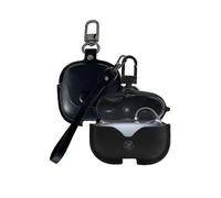 Case for Baseus Bowie MC1 Pro Headphones, FJIASTB Leather Texture Shockproof Protective Cover with Carabiner and Lanyard for Baseus Earbuds (Black)