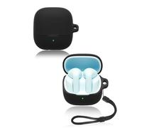 Case for Baseus BS1 Wireless Earbuds, yystao Soft Silicone Protective Cover, With Lanyard, Dustproof, Shockproof & Durable, Black