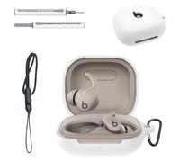 Case for Beats Powerbeats Fit 2025- Liquid Silicone Full-Body Protective Cover,Compatible with Wired & Wireless Charging,Anti-Fingerprint,Dustproof,Shockproof,Skin-Friendly Texture(White)