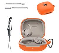 Case for Beats Powerbeats Fit 2025- Liquid Silicone Full-Body Protective Cover,Compatible with Wired & Wireless Charging,Anti-Fingerprint,Dustproof,Shockproof,Skin-Friendly Texture(Orange)