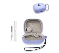 Case for Beats - Powerbeats Fit 2025 New Earbuds, WUNIAK Soft Silicone Protective Portable Scratch Shock Resistant Shell with Cleaner Kit & Carabiner & Lanyard for Beats Powerbeats Fit,Purple