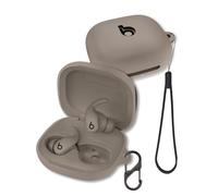 Case for Beats Powerbeats Fit Earbuds 2025, FJIASTB Soft Silicone Protective Cover with Carabiner and Lanyard, Shockproof (Gray)