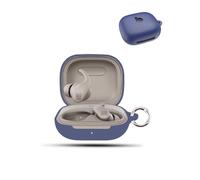 Case for Beats Powerbeats Fit Wireless Earbuds,daunke Soft Silicone Protective Cover,Case with Round buckle,Full Protection,Dark Blue
