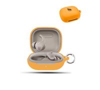 Case for Beats Powerbeats Fit Wireless Earbuds,daunke Soft Silicone Protective Cover,Case with Round buckle,Full Protection,Orange