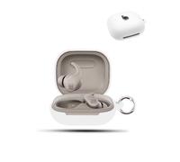 Case for Beats Powerbeats Fit Wireless Earbuds,daunke Soft Silicone Protective Cover,Case with Round buckle,Full Protection,White
