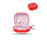Case for Beats Powerbeats Fit Wireless Earbuds,daunke Soft Silicone Protective Cover,Case with Round buckle,Full Protection,Red
