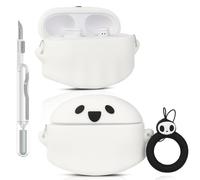 Case for Beats Studio Buds/Buds Plus Earbuds 2021/2023 with Cleaner Kit, Suublg Cute Cartoon Charging Case Protective Covers with Carabiner and Cleaning Pen (GhostWT)
