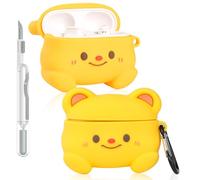 Case for Beats Studio Buds/Buds Plus Earbuds 2021/2023 with Cleaner Kit, Suublg Cute Cartoon Charging Case Protective Covers with Carabiner and Cleaning Pen (Bear)