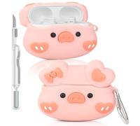 Case for Beats Studio Buds/Buds Plus Earbuds | Silicone Charging Protective Cover | with Cleaning Kit and Carabiner | Multiple Styles Skin Design | Case for Boys Girl Teen (PKpig, Cartoon)