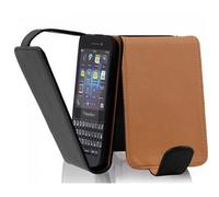 cadorabo Case works with Blackberry Q5 in OXIDE BLACK - Flip Style Case made of Structured Faux Leather - Wallet Etui Cover Pouch PU Leather Flip