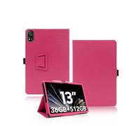 Case for Blackview Mega 8 Tablet 13 Inch, yystao PU leather Protective Cover Compatible with Blackview Tablet Mega 8 13 inch - Hand-strap design, Skin-textured full wrap design, Rose Red