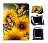 Case for Blackview Tab 7 and Tab 7 Pro Tablet,Mxfdegf 360 Degree Rotating Stand and Magnetic Closure Case for Blackview OSCAL Pad 10 Tablet/P20HD/P40HD 10 inch 2022 Tablet,Butterfly Sunflowers