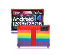 Case for Blackview Tab90WiFi/Ainmel AMLA7L02/BESTTAB W90/Zenva T90 Android 15 Tablet 11 Inch,Soft Silicone Cover,with Folding Stand,Lightweight Shockproof,Anti-Scratch,All-Around Protection,Rainbow