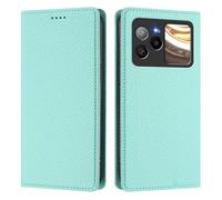 Case for BLU Bold N4, Lychee Pattern PU Leather Wallet Case Flip Cover with RFID Blocking Card Slots Stand Magnetic Clasp Protective Cover for BLU Bold N4, Mint green