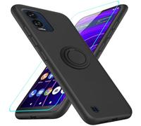 Case for BLU View Speed 5G Phone with Glass Screen Protector, 360° Rotatable Mobile Phone Holder Kickstand/ Stand Silicone TPU Shockproof Protective Cover Case for BLU View Speed 5G B1550VL - Black
