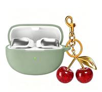 Case for Bose Ultra Open Earbuds with Cherry Charm Keychain Accessories | Soft Silicone Protective Case Cover for Bose Ultra Open 2024 with Cute Cherry Sparkling Charms for Women Girls (Cactus Green)