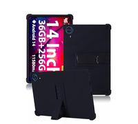 Case for Ckypad Ctab 14 / WITECOR A14/TECLAST T70/Logicom Tab XXL 14 Inch Tablet,Soft Silicone Cover,with Folding Stand,Lightweight Shockproof,Anti-Scratch,All-Around Protection,Black