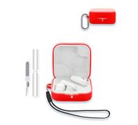 Case for CMF by Nothing Buds 2a True Wireless Earbuds, WUNIAK Soft Silicone Protective Portable Scratch Shock Resistant Shell with Cleaner Kit & Carabiner & Lanyard,Red