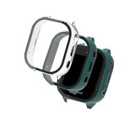 Case for Cosmo JrTrack 4 Kids Smart Watch 2024 Upgraded Version,WUNIAK Hard PC Screen Protector,9H Tempered Glass Ultra-Thin Full-Coverage Shockproof Bumper,(2Pack,Transparent+Green)