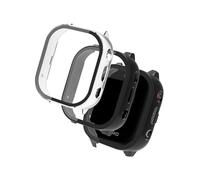 Case for Cosmo JrTrack 4 Kids Smart Watch 2024 Upgraded Version,WUNIAK Hard PC Screen Protector,9H Tempered Glass Ultra-Thin Full-Coverage Shockproof Bumper,(2Pack,Transparent+Black)