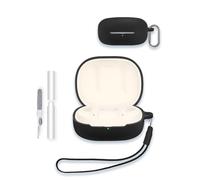 Case for DENON AH-C840NCW True Wireless Earbuds, WUNIAK Soft Silicone Protective Portable Scratch Shock Resistant Shell with Cleaner Kit & Carabiner & Lanyard ，Black