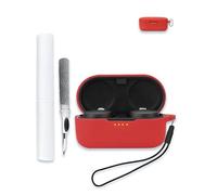 Case for Denon PerL Pro 2024 True Wireless Earbuds, Soft Silicone Protective Portable Scratch Shock Resistant Shell with Cleaner Kit & Carabiner & Lanyard,Red