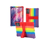 Case for DOMATON D105 Android 14 Tablet 2025 Tablets 10 inch，WUNIAK Shock Proof Lightweight Stand Rubber Shell Protective Cover,Kids Friendly Soft Silicone Adjustable Stand Cover,Rainbow
