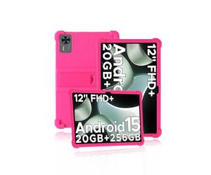 Case for DOOGEE T36 /Teclast T60AI Tablet 12 inch 2025, Kids Skin-Friendly Soft Silicone Tablet Case with Adjustable Stand (Rose)