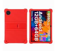 Case for DOOGEE Tab A9 / A9 Pro 10.1 inch Tablet with PC Kickstand, Soft Silicone, Washable, Thickened Corner Shockproof Case, Red