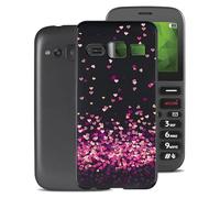 Case for Doro 1372 (2.40 inches), WXPPJ Black Silicone Protective TPU Soft Case Bumper Case Bumper Anti-Scratch Phone Case Cover for Doro 1372 - Pink Love