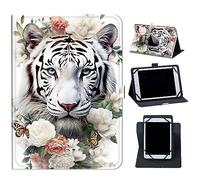 Case for Dragon Touch Notepad K10/Max10 Tablet,Dragon Touch K10,ZONKO 10.1,Lectrus 10.1,Victbing 10 Android Tablet Mxfdegf 360 Degree Rotating Stand and Magnetic Closure CaseWhite Tiger/Butterfly