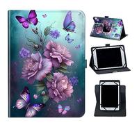 Case for Dragon Touch Notepad K10/Max10 Tablet,Dragon Touch K10,ZONKO 10.1,Lectrus 10.1,Victbing 10 Android Tablet Mxfdegf 360 Degree Rotating Stand and Magnetic Closure CasePink Butterfly Flower