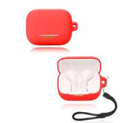 Case for EarFun Air Pro 4+ Wireless Earbuds, yystao Soft Silicone Protective Cover compatible with EarFun Air Pro 4+, With Lanyard, Dustproof, Shockproof & Durable, Red