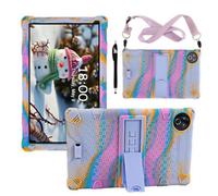 Case for Evermyth Tablet 10 Inch, Multi-Angle Stand Soft Silicone Protective Cover for Evermyth 10 inch Tablet Model：KB1001/KB1004/KB1001L/KB1004L (Colorful Purple Pink)